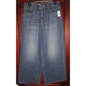 Old Navy New Size 6 Petite Baggy Wide Leg Blue Jeans Drapey Denim High Rise Soft
